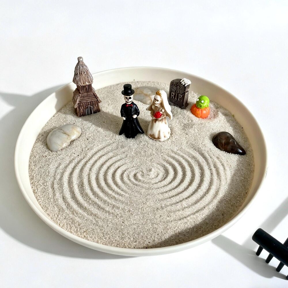 Skeleton Couple Zen Garden, Gothic Wedding Gift, Newlywed Desk Decor,Couple Gift